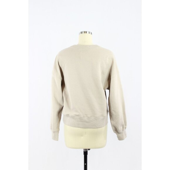 ABERCROMBIE & FITCH Taupe Cotton Fleece Embroidered Crew Sweatshirt, Size XS - Picture 5 of 15